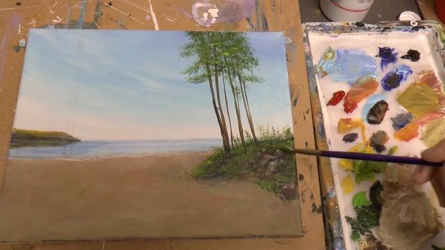 Как рисовать  ПЕСОК , берег моря акрилом. How To Paint Sand, Seashore In Acrylic.
