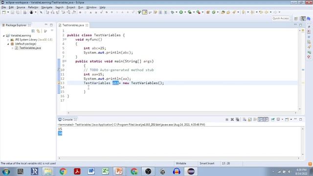 Variables in Java with practical examples. Eclipse execution. смотреть онлайн