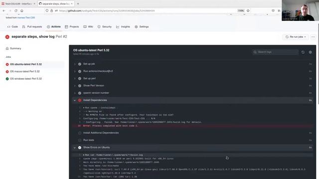 Show error logs on GitHub Actions - Install developer dependencies first (Test::CSS Perl package) смотреть онлайн