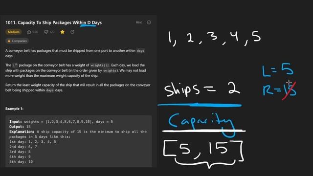 Capacity to Ship Packages - Leetcode 1011 - Python смотреть онлайн