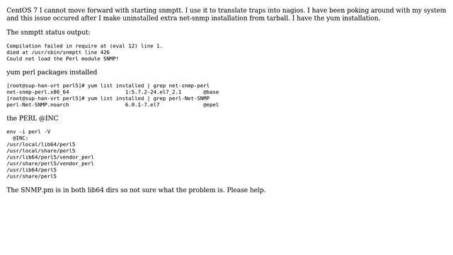 Unix & Linux: snmptt cannot load PERL module смотреть онлайн