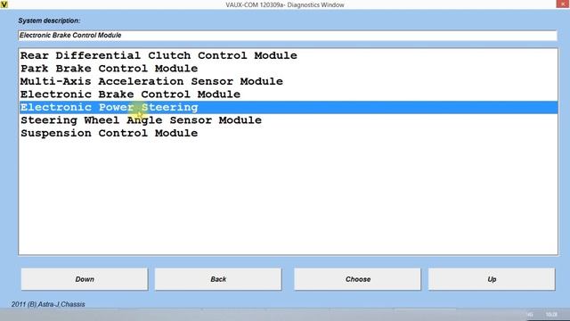 OPCOM (Vaux-Com) ASTRA J - Electronic Power Steering -Trouble Code Scan
