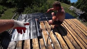 Кроем крышу на сарай,эконом вариант.