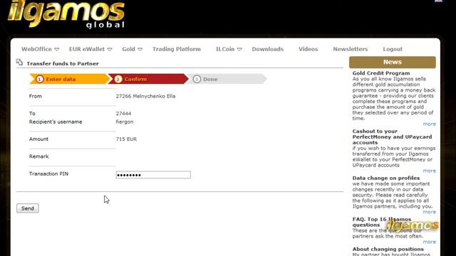 ILGAMOS ( ILCOIN) - GOLDEN INVEST- перевод средств между аккаунтами и установка финансового пароля. смотреть онлайн
