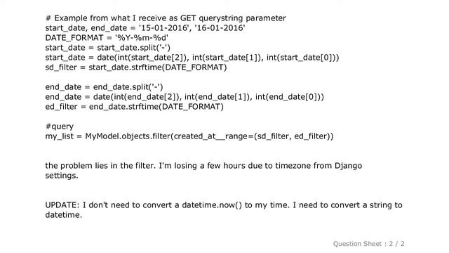 Django : Python string to Django timezone (aware datetime) смотреть онлайн