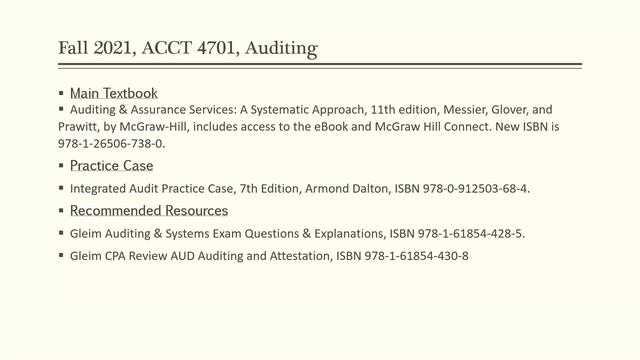 Fall 2021 Auditing Video 2 Course Materials смотреть онлайн