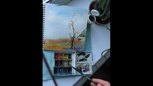 Оранжевый вечер. Orange evening. The artist Fedor Usachev. Watercolor смотреть онлайн