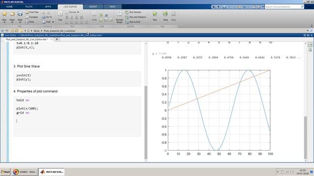 Plot and subplot command using MATLAB Live Editor смотреть онлайн