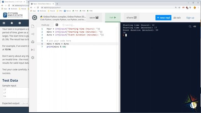 Python Institute lab 2.1.6.11 смотреть онлайн