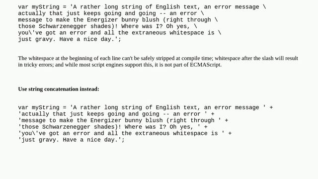 Creating multiline strings in JavaScript смотреть онлайн