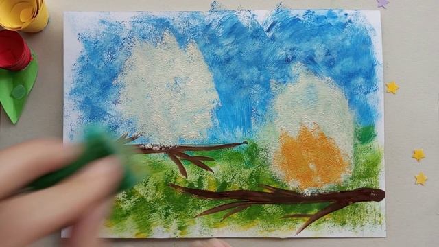 Как нарисовать птиц. Рисуем птичек губкой для мытья посуды. смотреть онлайн