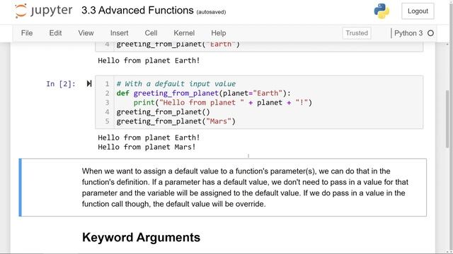 Default and Keyword Arguments in Python - Python Fundamentals 3.3 смотреть онлайн
