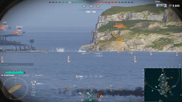 Крейсер Богатырь.Морской бой-11.World Of Warships смотреть онлайн
