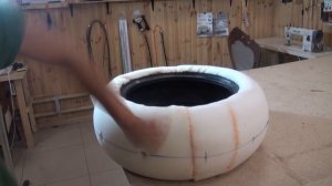 Пуфик из покрышки своими руками, с каретной стяжкой