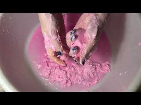 ASMR/pink Soaked Soap/pink Mousse/relaxing Sounds #soakedsoap #mushysoap