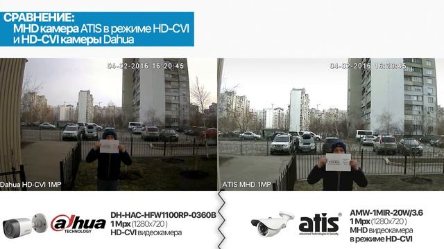 ATIS MHD в режиме HD-CVI (видеосравнение с камерой Dahua) смотреть онлайн