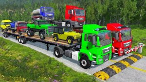 Грузовик с двойным бортовым прицепом против поезда❌