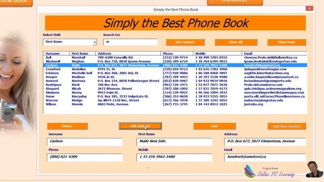 Excel VBA - Phone Book - Contact Manager - Excel 2010 Part 5 смотреть онлайн