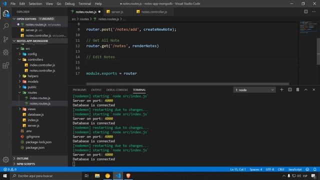 Nodejs & Mongodb CRUD | 9, Rutas de Nodejs y Express para las Notas (CRUD)
