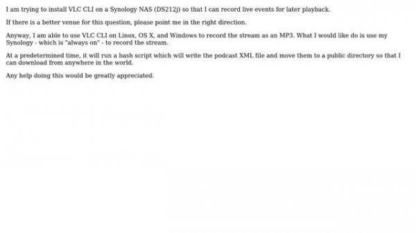 Unix & Linux: Installing VLC cli on Synology NAS