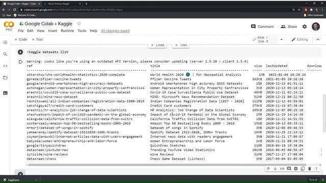 Google Colab + Kaggle - Downloading Datasets & Uploading Submissions From A Notebook