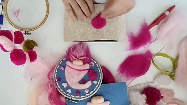 Needle Felting For Beginners - Easy Needle Felted Gnome Picture And Needle Felted Hearts