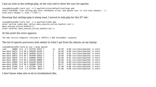 Drupal: The web service endpoint returned a "HTTP/1.1 403 Forbidden" response смотреть онлайн