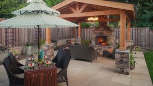 беседка с мангалом барбекю в стиле лофт #1