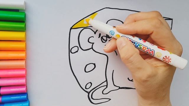 Как нарисовать и раскрасить МЫШКУ. Раскраски для детей. смотреть онлайн