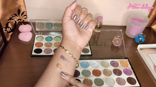 Miss Rose Glitter Eyeshadow Palette Review || Honest Review|| Attra Shahryar