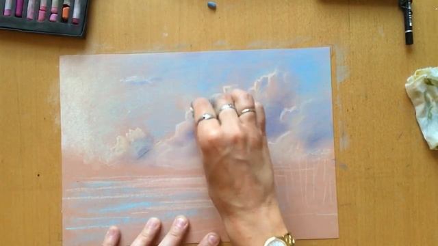 Пастель: знакомство с материалом и этюд "Облака над рекой" смотреть онлайн