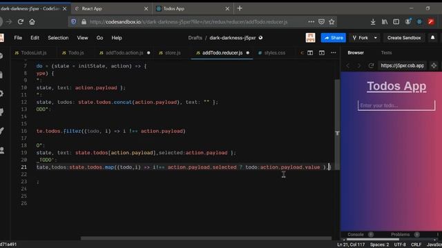 React Tutorial 28 - Todo-List with Redux | Saving an Edited Todo-List смотреть онлайн
