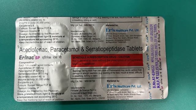 Aceclofenac Paracetamol and Serratiopeptidase Tablets Uses || Erinac SP Tablets смотреть онлайн