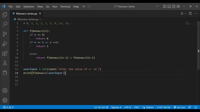 Fibonacci series with Python | Python Projects | Learn Python | #pythonprogramming #youtube #python смотреть онлайн