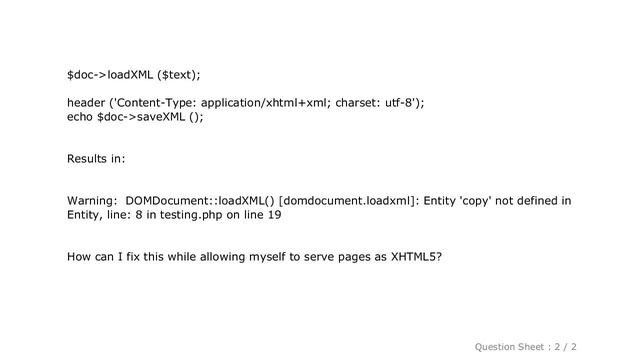 HTML : DOMDocument::loadXML vs. HTML Entities смотреть онлайн