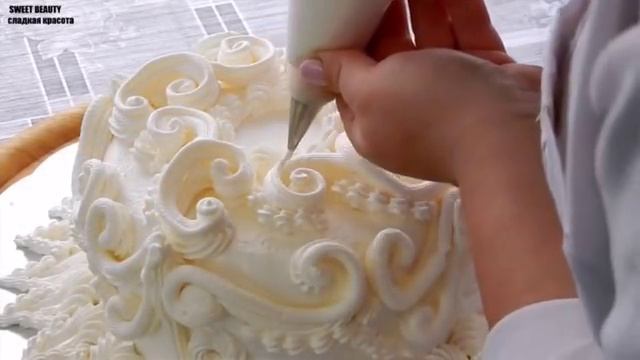 УКРАШЕНИЕ ТОРТОВ- Небольшой Свадебный тортик, Cake decoration смотреть онлайн