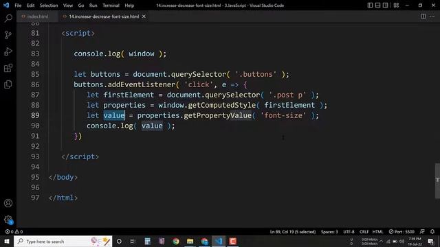3.14 - Increase or Decrease Font Size using JavaScript | JavaScript Bangla Tutorial смотреть онлайн