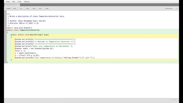 Java Code Temperature Converter (Using Cast Operator) смотреть онлайн