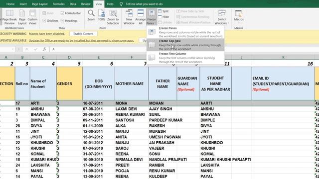 How to use freeze panes in Ms Excel (@worktogether2.0 ) смотреть онлайн