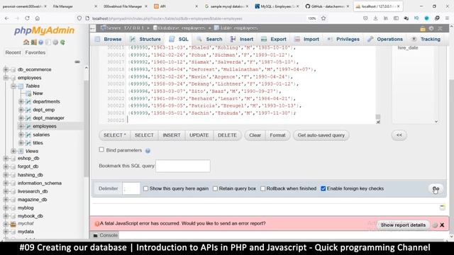 #09 Creating our database | Introduction to APIs in PHP & Javascript | Quick programming tutorial смотреть онлайн