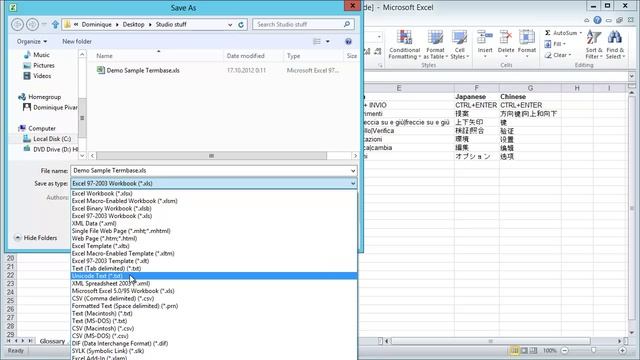 Convert SDLTB to Excel with GlossaryConverter plugin