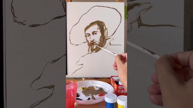 Секрет в том, что секрета нет. Реалистичный портрет простой гуашью. смотреть онлайн