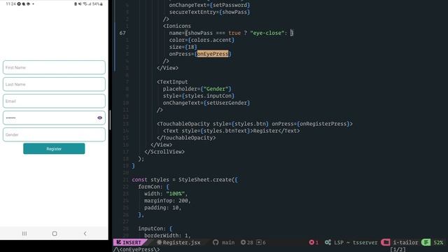 Make Password Hide and seek In React Native using state смотреть онлайн