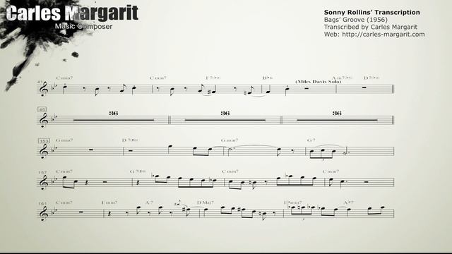 Airegin--Sonny Rollins' (Bb) Transcription. Transcribed by Carles Margarit смотреть онлайн