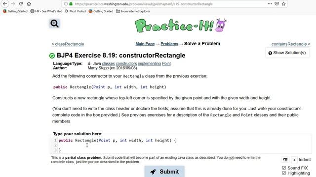 Building Java Programs Exercise 8.19 constructorRectangle смотреть онлайн