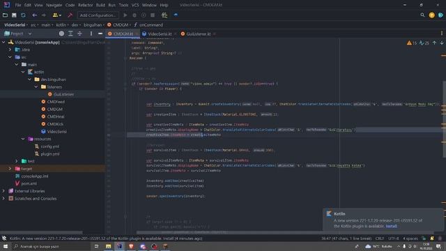 GUI'DE TIKLAMA EVENTI | minecraft plugin kodlama (Kotlin #11) смотреть онлайн