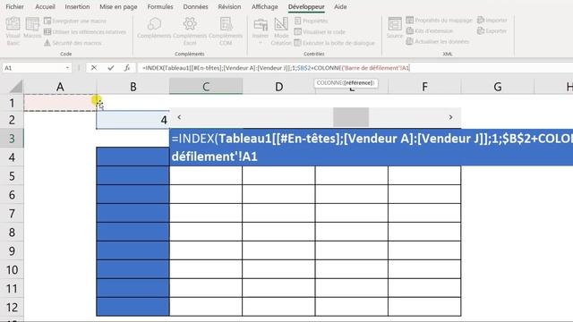 EXCEL - CRÉER UNE BARRE DE DÉFILEMENT AVEC LE CONTRÔLE DE FORMULAIRE (Barre horizontale + verticale смотреть онлайн