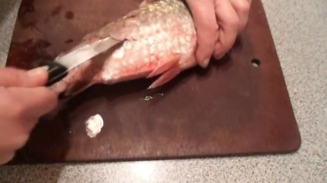 Карась. Очистка от чешуи.