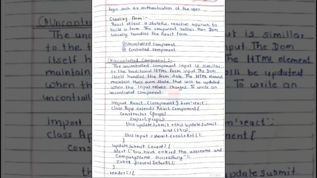 React JS Hand Written Notes | React Js Explained in Easy Language #reactjstutorial #javascript смотреть онлайн
