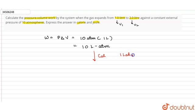Calculate the pressure-volume work by the system when the gas expands from 1 смотреть онлайн